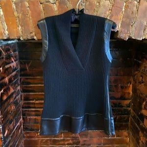 LOEWE Vintage Black Cashmere + Leather Vest